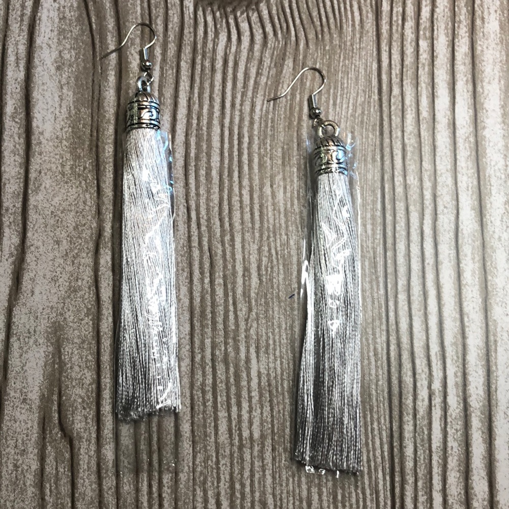 Silver Tassel Boho Style Earrings